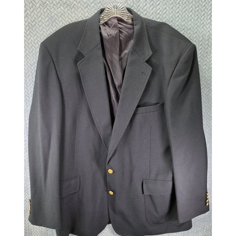 ANDHURST Mens Sports Coat‎ Blazer Suit Jacket Size 48L Wool Blend Gold Buttons